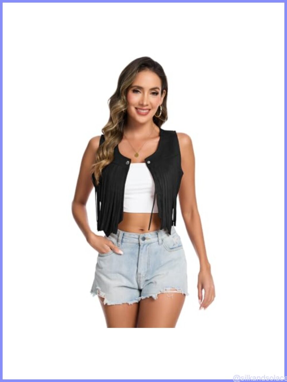 Retro Faux Suede Fringe Hippie Vest Cowgirl Tassel Jacket Women's